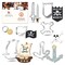 CookieCutter.com 7 Piece Birthday Pirate Cookie Cutter Set Ship, Flag, Skull & Crossbones, USA